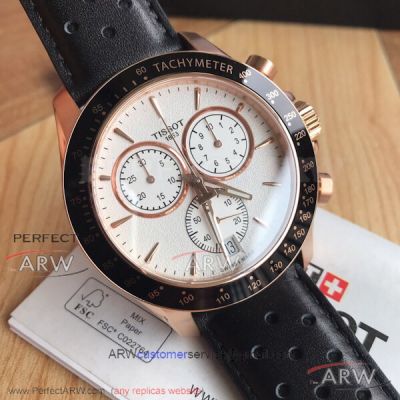 Perfect Replica Tissot T-Sport V8 White Face Rose Gold Case 42.5 MM Swiss Quartz Watch T106.417.36.031